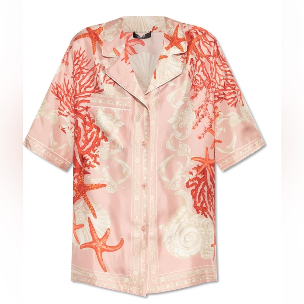 Versace Barocco Sea Printed Short-Sleeved Shirt